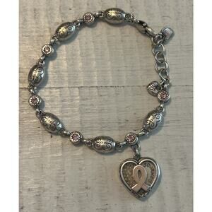 Brighton Bracelet Breast Cancer Love Heals Trust Your Journey Pink Crystal 8”